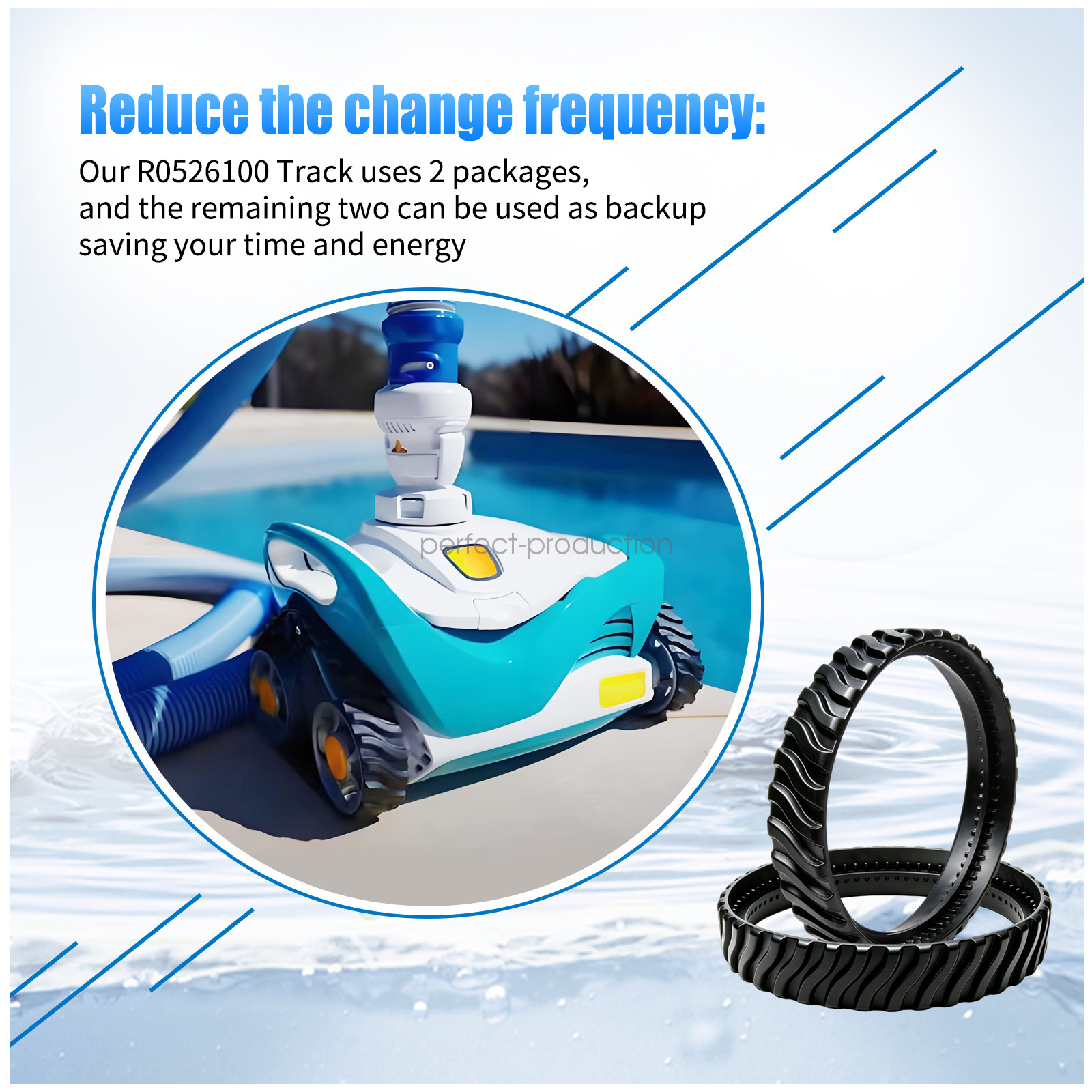 R0526100 Set of 2 Track Pool Cleaner Wheel Tire For Zodiac Baracuda MX8 / MX6