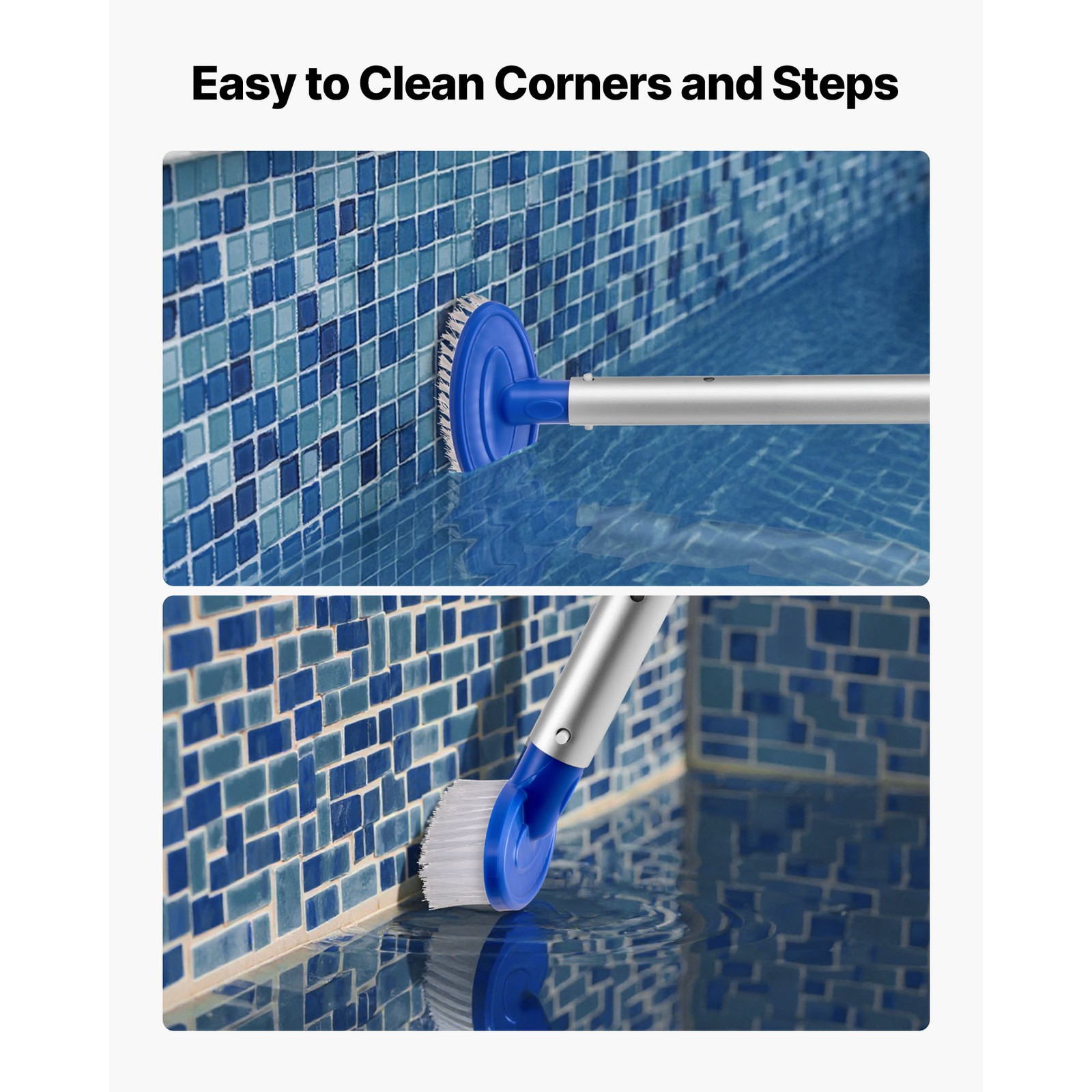 Uimoso Swimming Pool Cleaning Set with Skimmer Net, Rake, and Brush Attachments