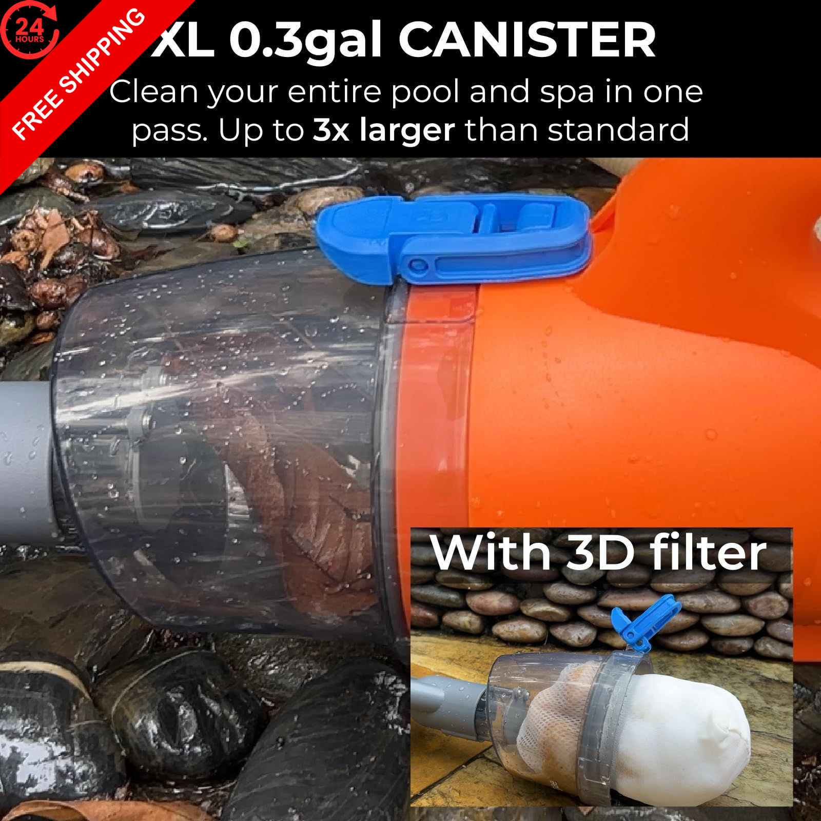 24V Cordless Handheld Pool Vacuum – 43,000Pa Hyper Suction, ULTRA 65W