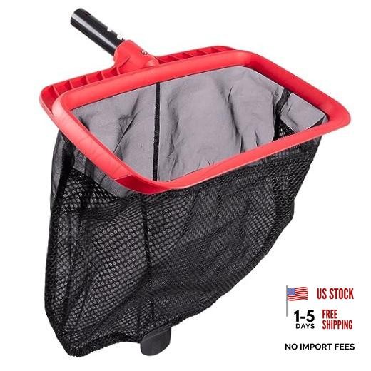 Pool Skimmer Net, Upgraded Pool Net Skimmer with Double-Layer Netting Bag, Red