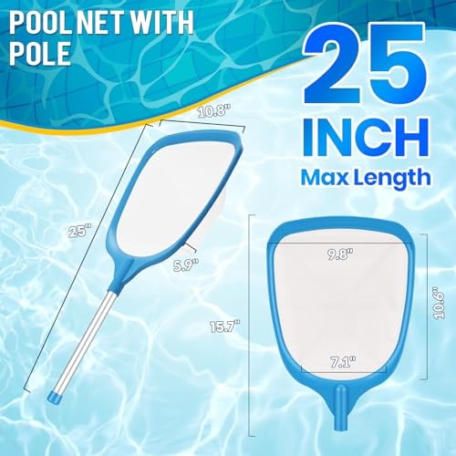 Tavaleu Pool Skimmer Net, Deep Pool Leaf Net with Reinforced Net – Sky Color