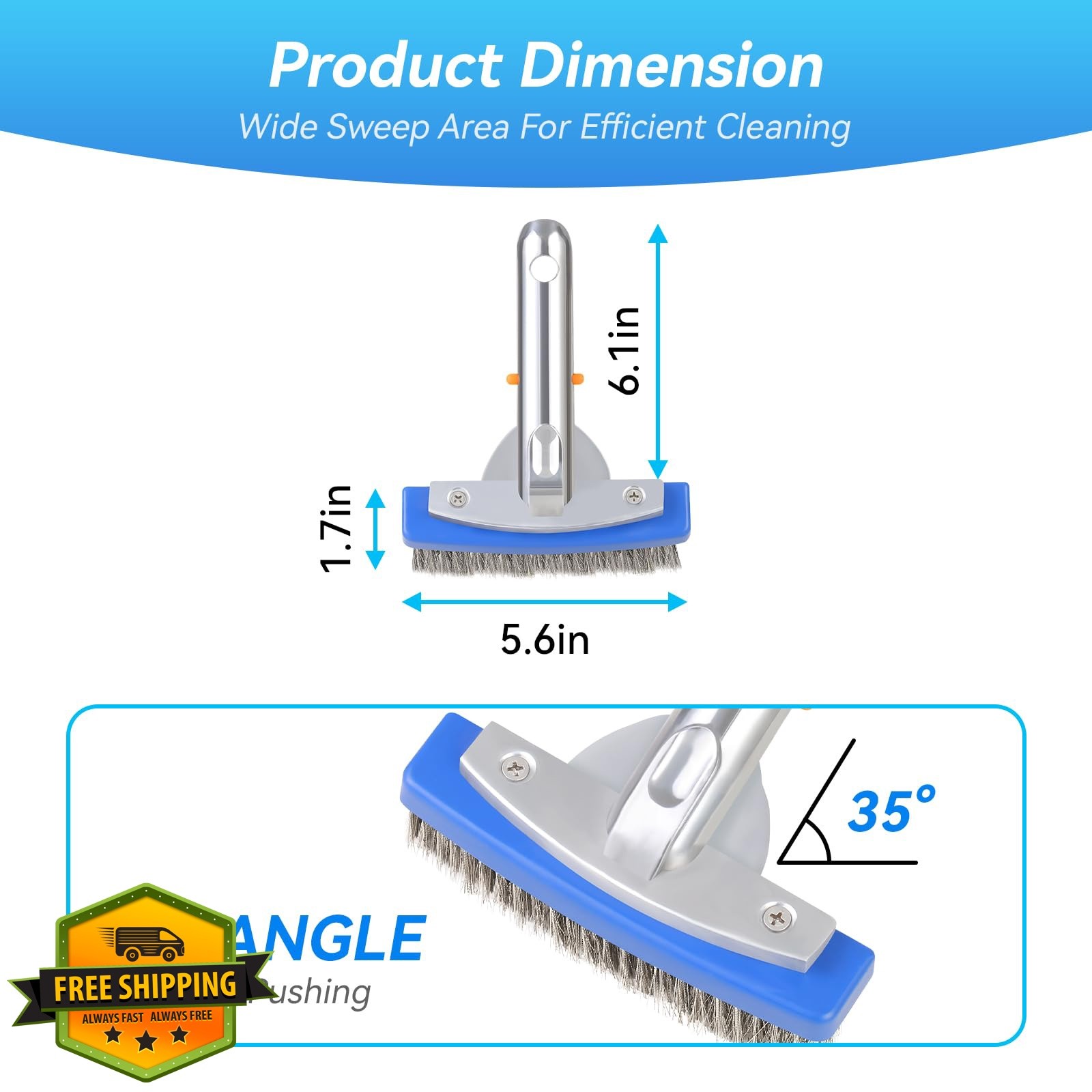 AQUAFLY 5 inch Stainless Steel Pool Brush