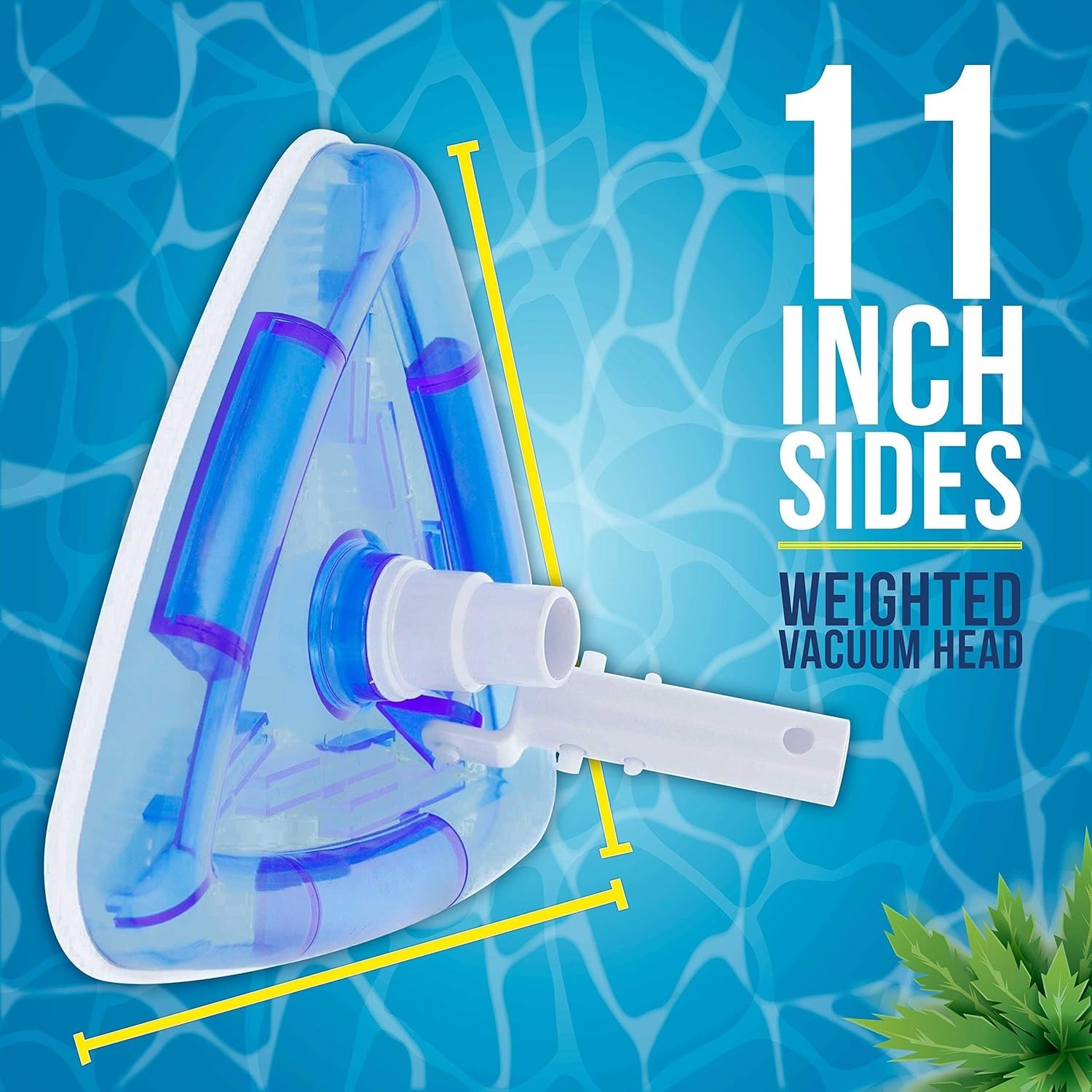 Weighted Transparent Triangular Pool Vacuum Head with Swivel Hose Connection and