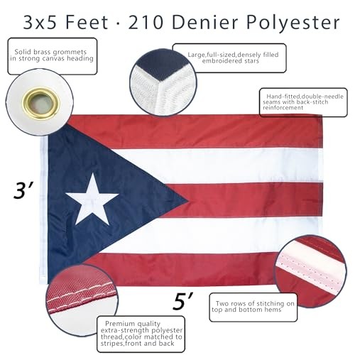 EverStrong Series Puerto Rico Flag 3×5 Foot Heavy Duty – 210D Polyester