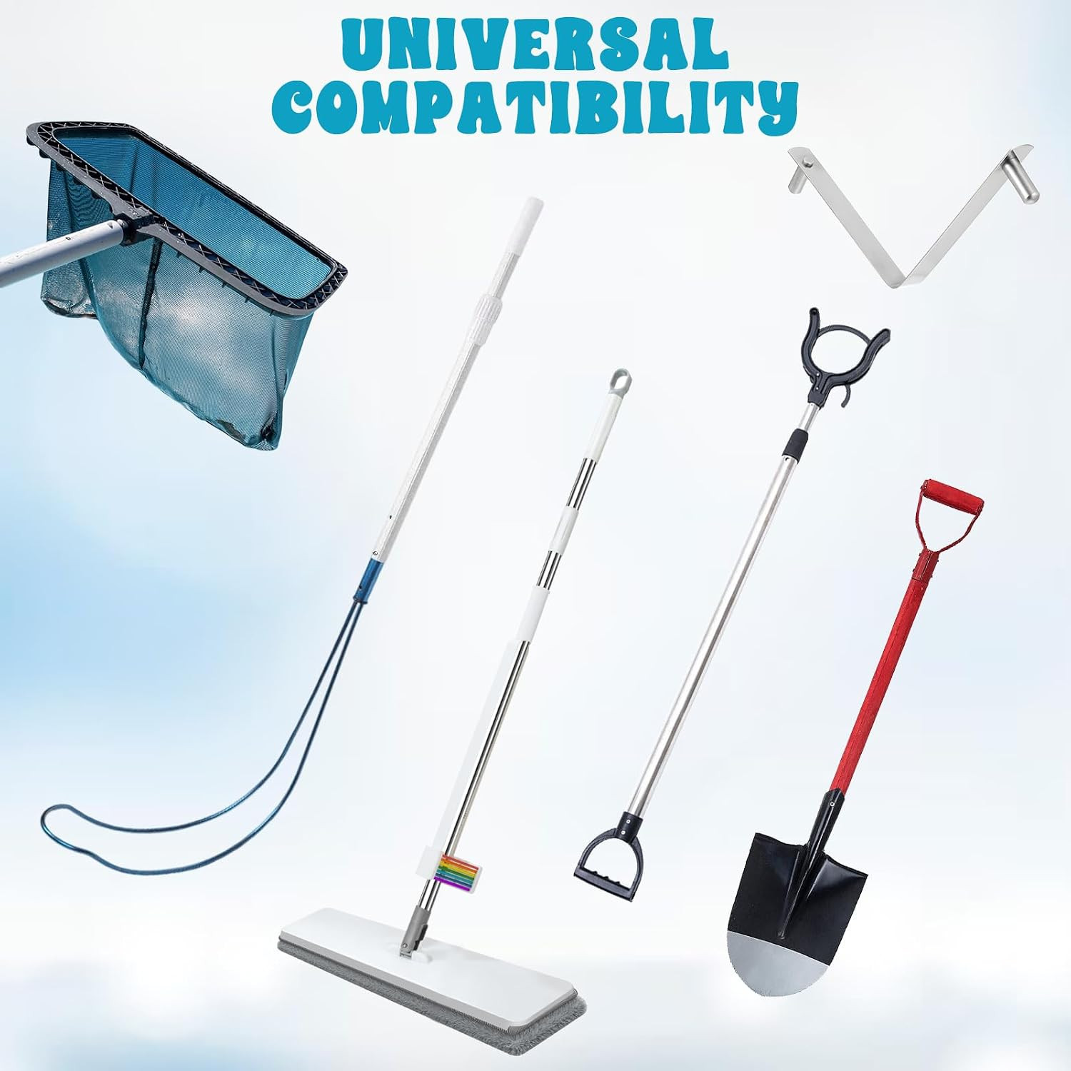 6 Pcs Pool Pole Clips, Stainless Steel Pools Brush Clip V-Shaped Clips