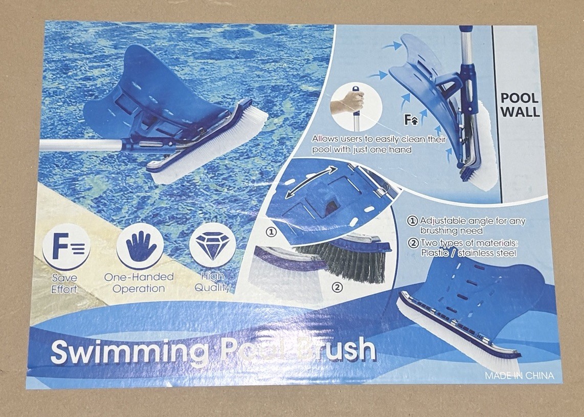 Pool Brush with Brush Tail for Cleaning Pool Walls Using Water Pressure