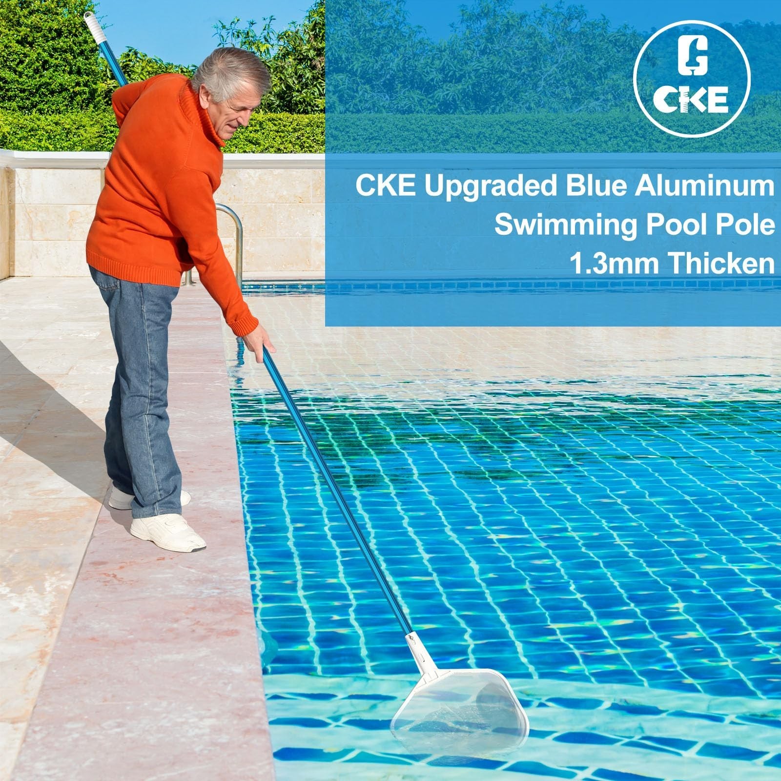 15ft Adjustable Aluminum Telescoping Pool Pole – 1.3mm Thick, Connects Skimmer N