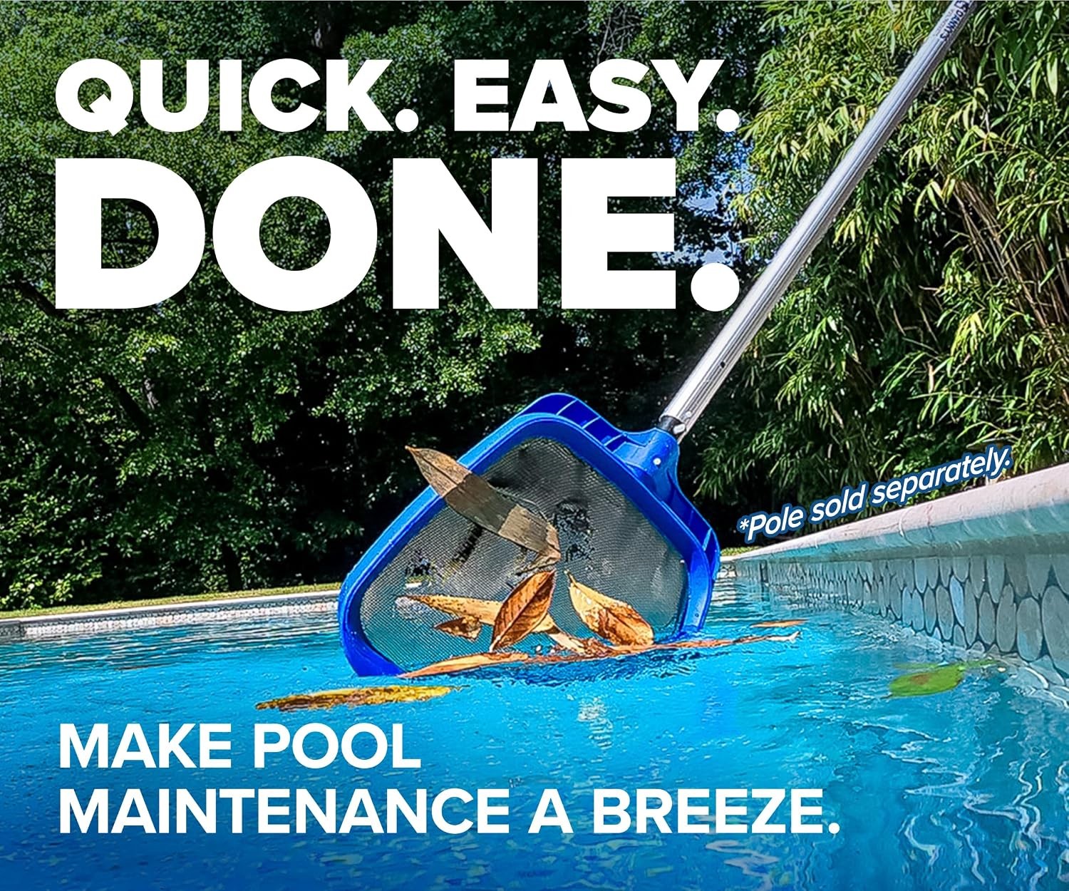 Pool Leaf Skimmer Net for Cleaning // Heavy Duty Attachment – Oversized 15 Inch