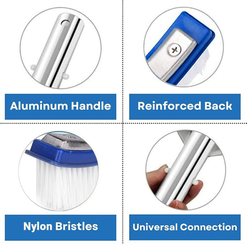 18&Prime; Multi-Surface Pool Brush – Cleans Corners, Steps, Walls – Durable & Strong