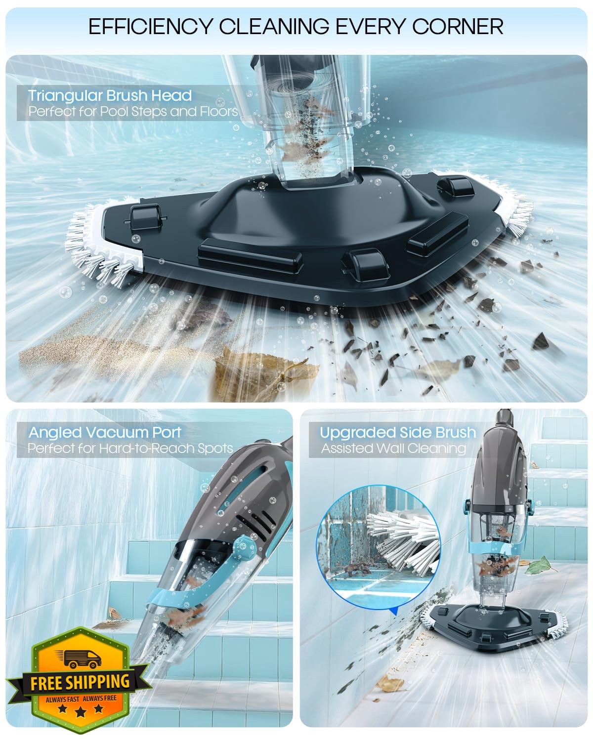 VERVEWAVE Pool Vacuum Light Gray