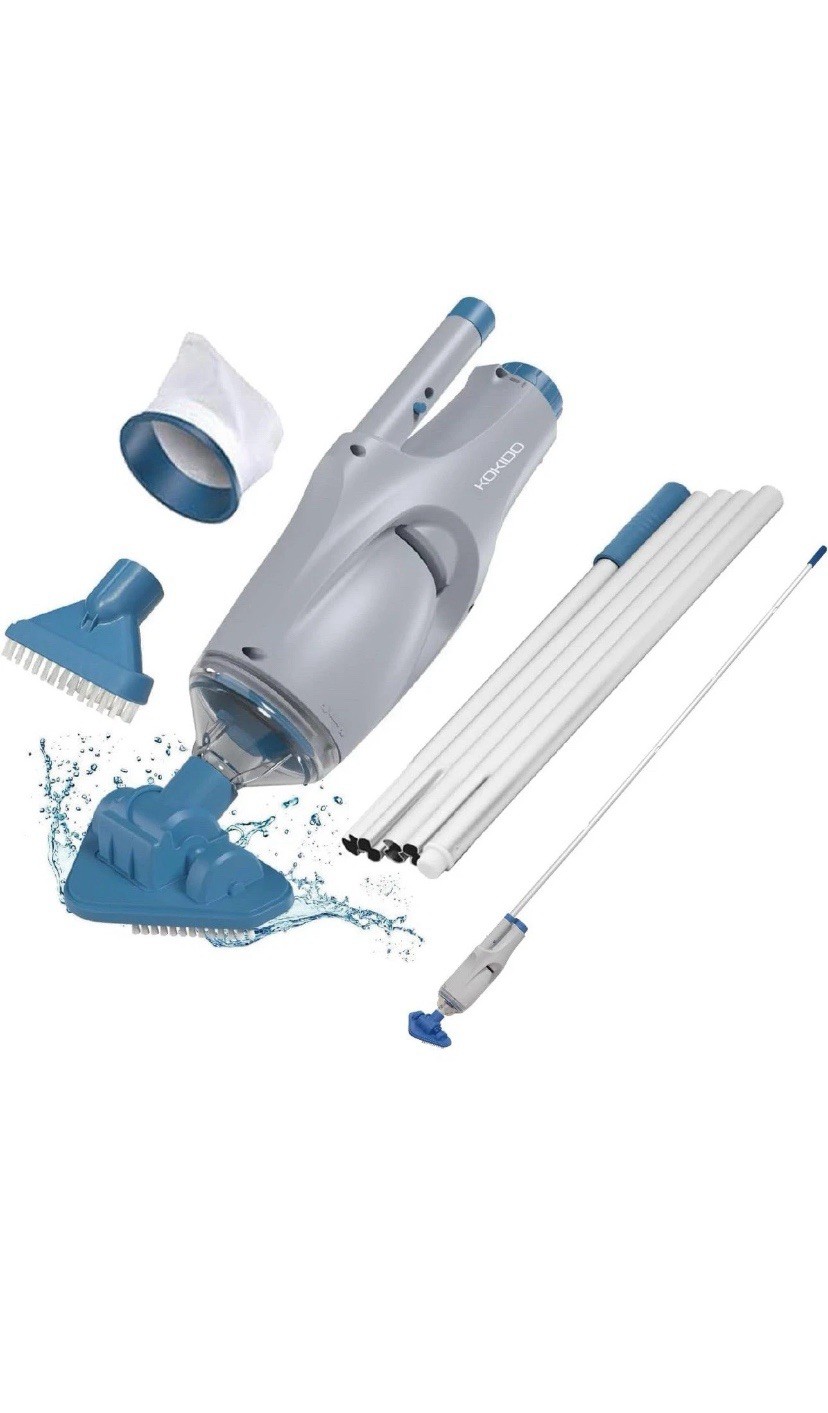 KOKIDO upgrade Rechargeable Handheld Pool Vacuum Aluminum Pole and 2 Brushes