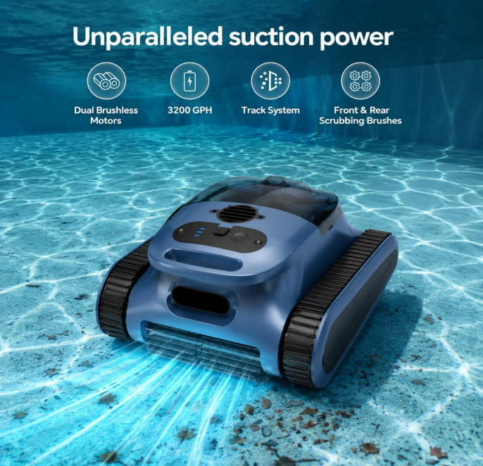 Cordless Robotic Pool Cleaner App Control 240Min Wall Climbing Pool Vacuum