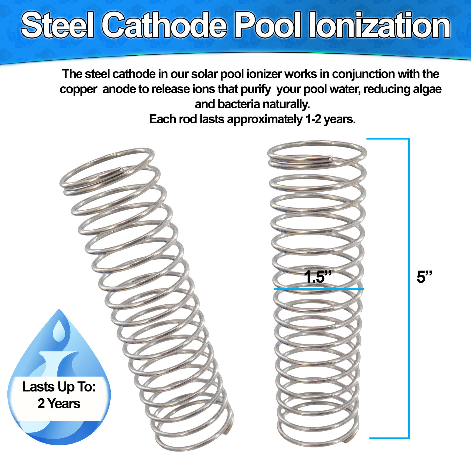 Solar Pool Ionizer w Copper & Steel Anode – Pool Water Cleaner Swimming Pools
