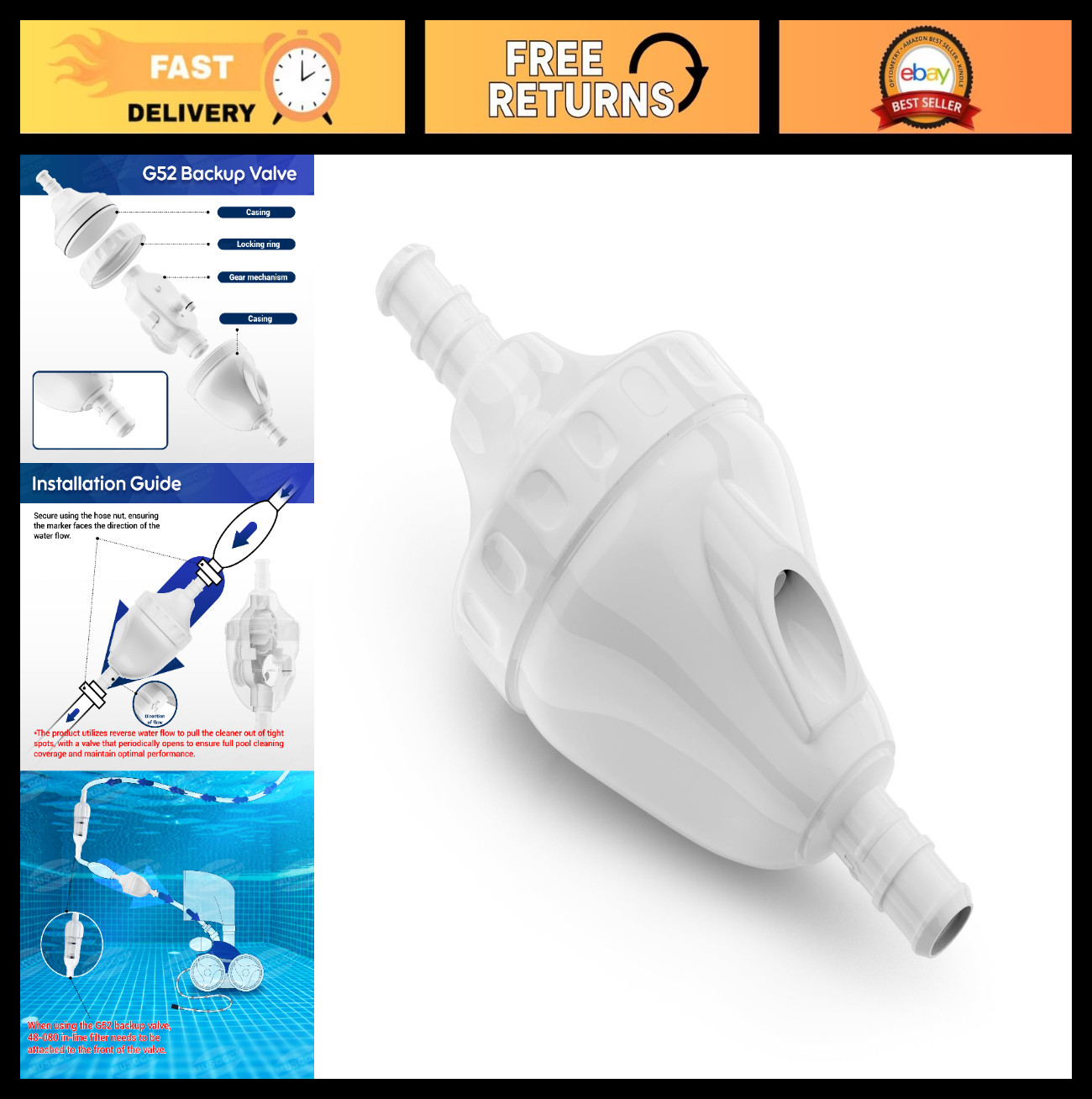 Backup Valve Replacement Kit for Polaris Pool Cleaner – Upgraded Parts for 180 2
