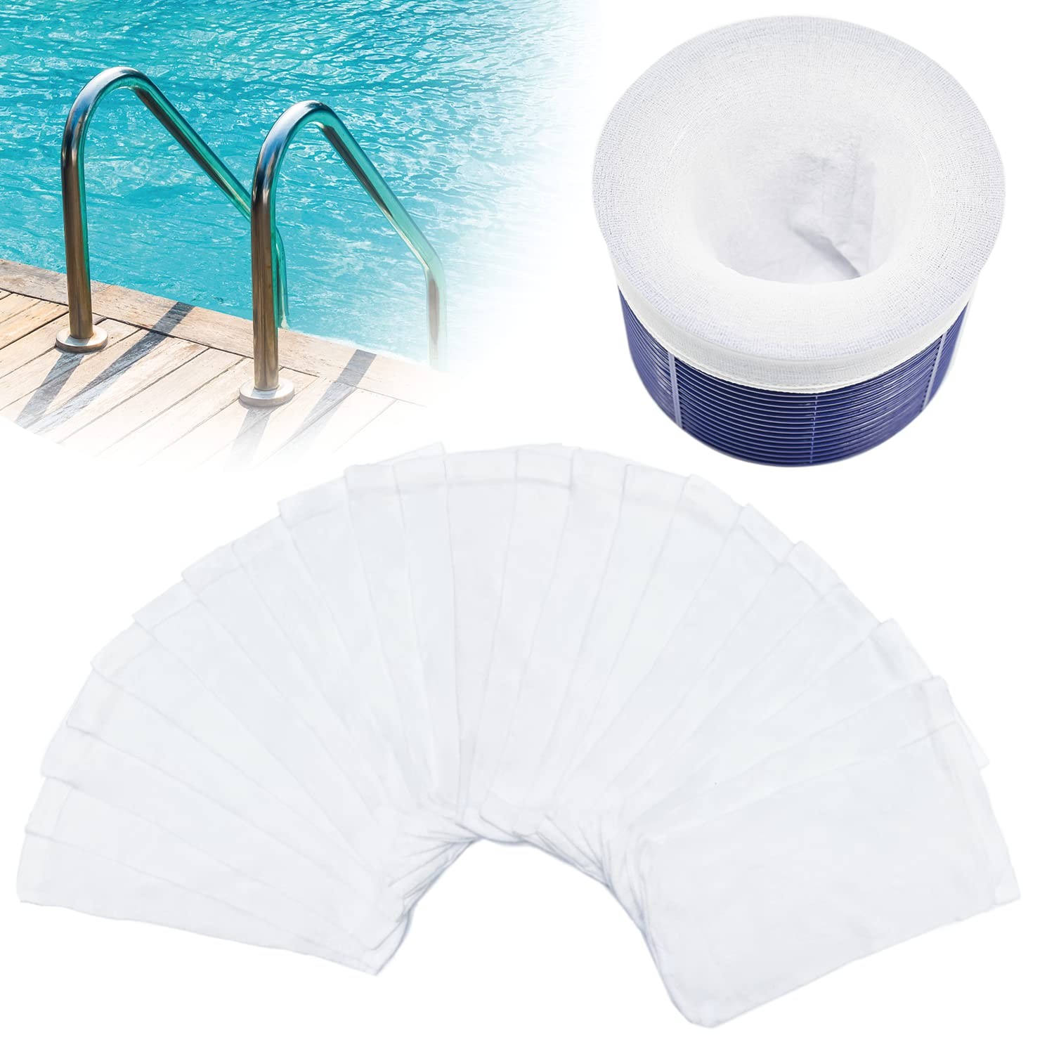 100 Pack Pool Skimmer Socks, Reusable Pool Socks for Skimmer Basket, Skimmer …