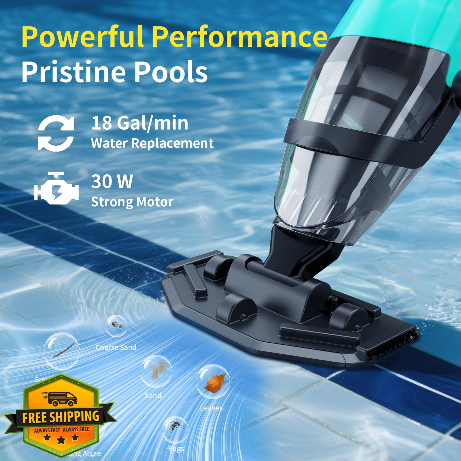Mutaomay Pool Vacuum Green Cordless Above Ground