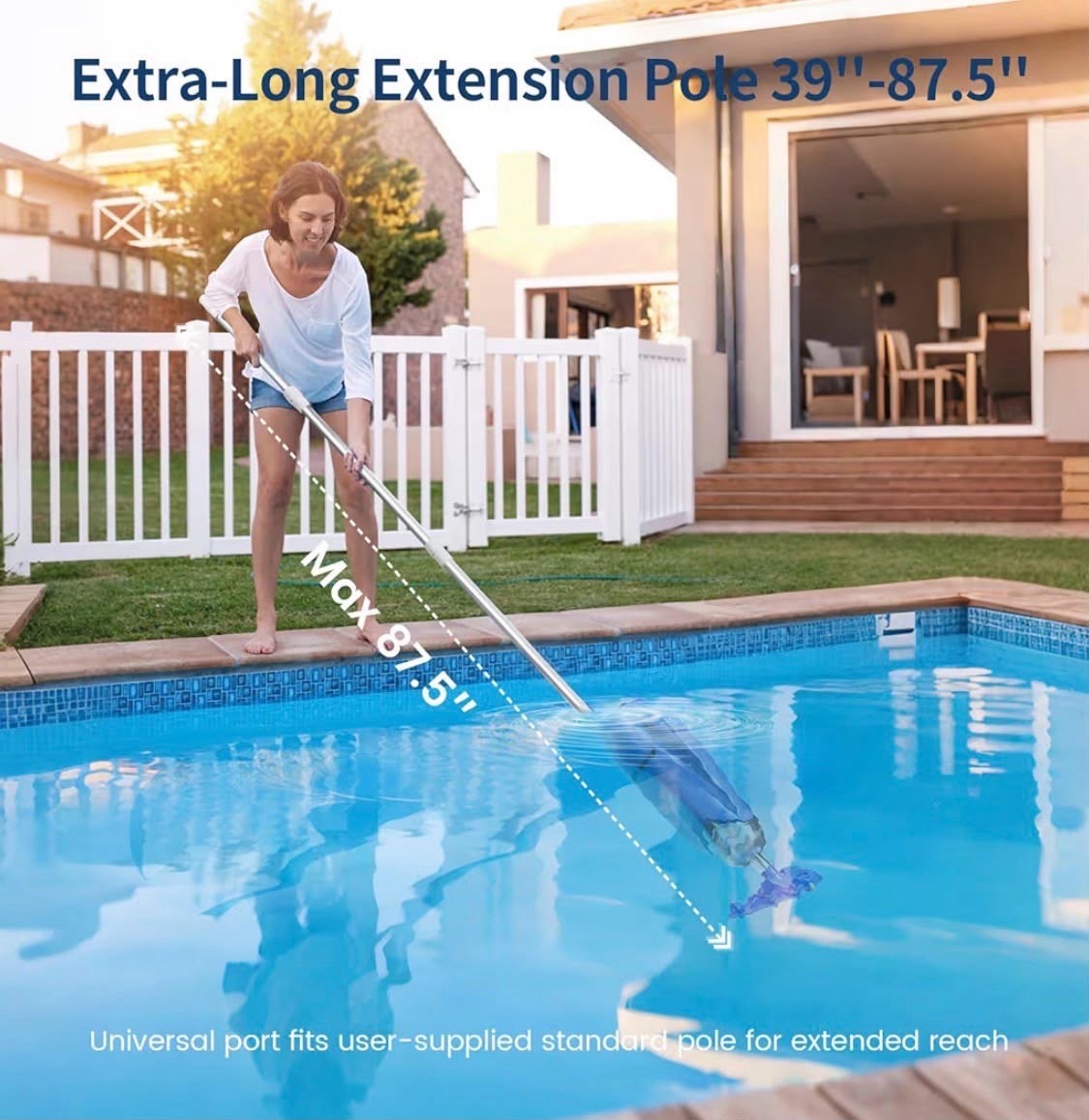 Cordless Pool Vacuum 18.5Gpm Handheld Cleaner Above Ground Inground Blue