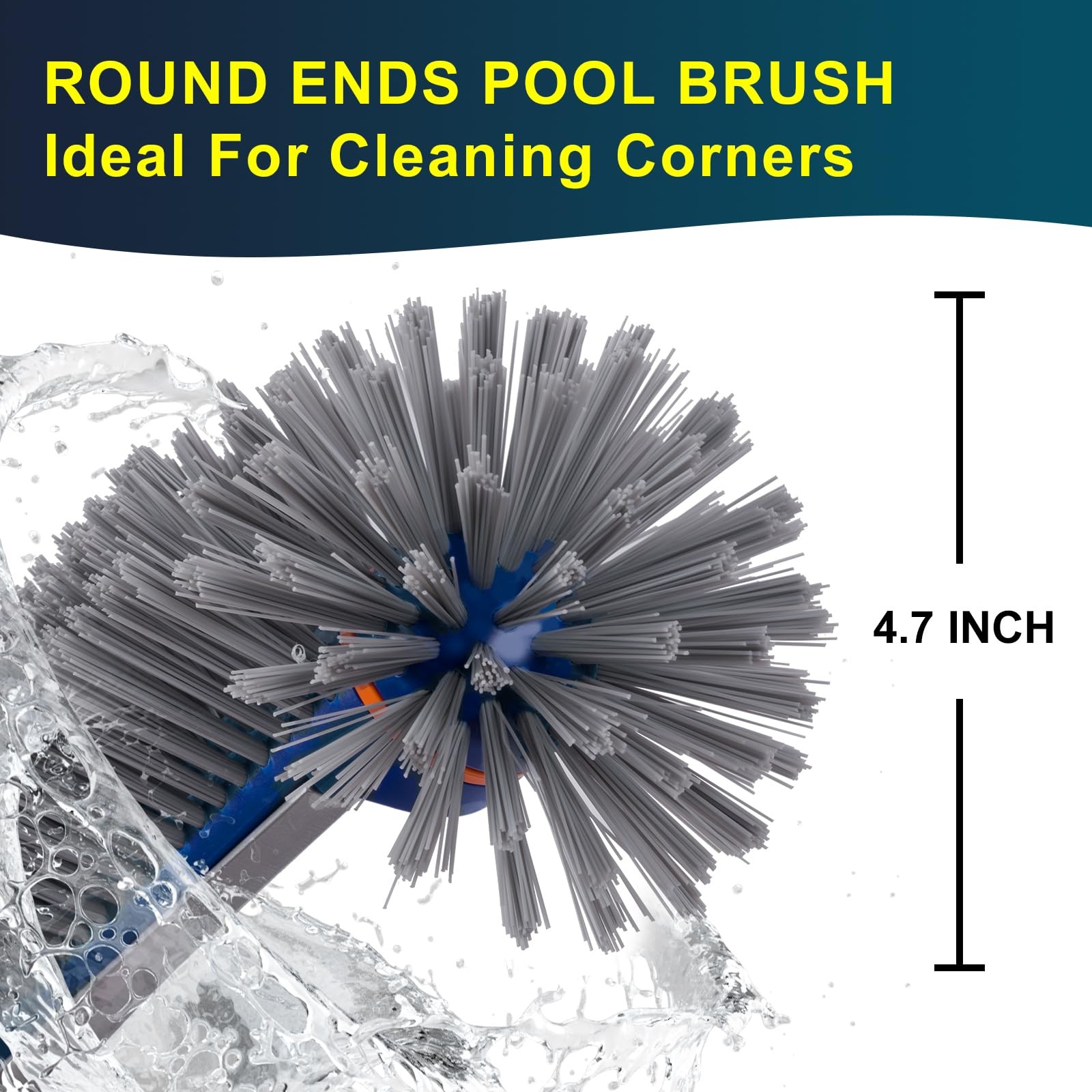 POOLAZA 360 Degree Pool Brush – Heavy Duty 17.5&Prime; 17.5 inches, Blue