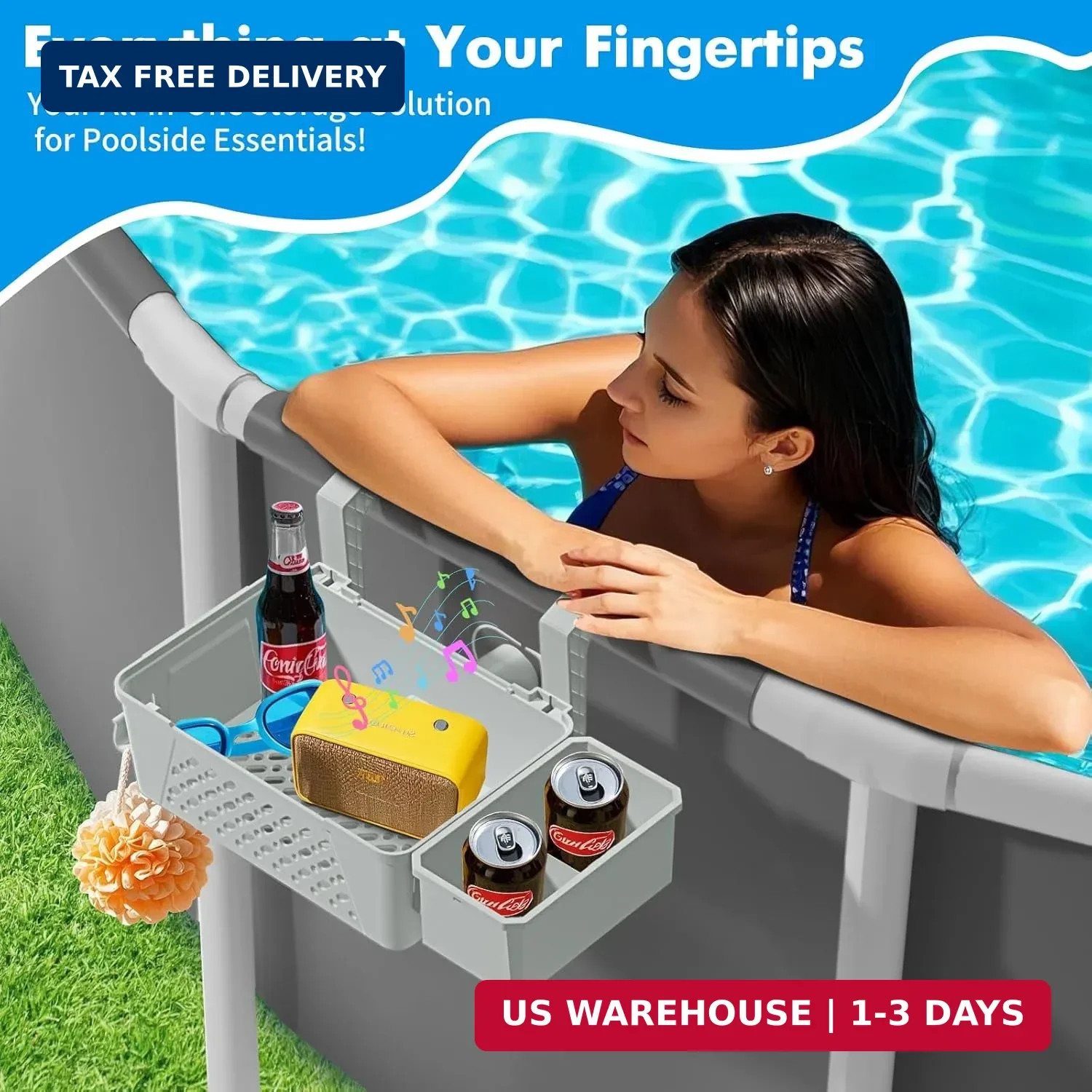 Poolside Storage Basket 2 Pack – Above Ground Pool Accessories, Swimming Pool St
