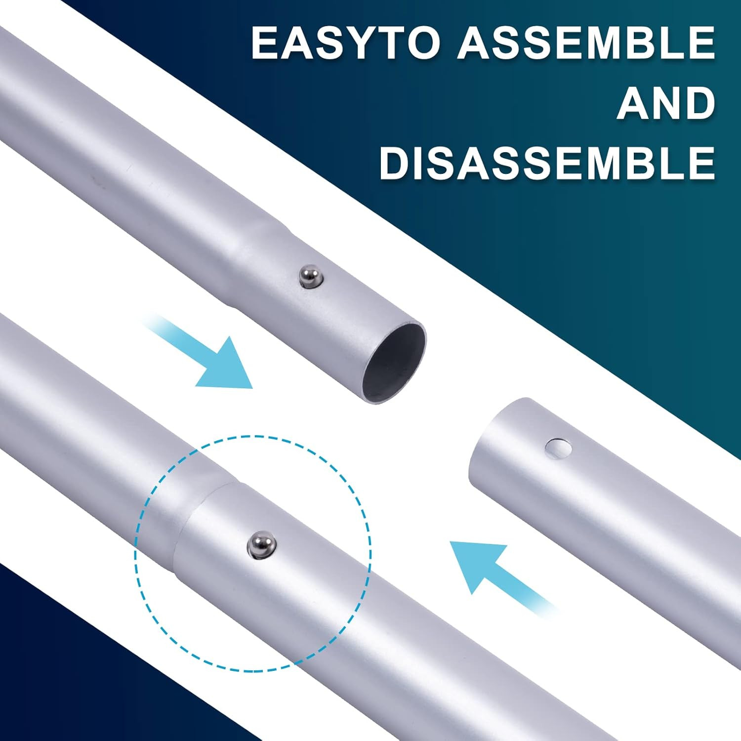 Dual-Handle Anodized Aluminum Telescopic Pool Pole, 10.5 Ft