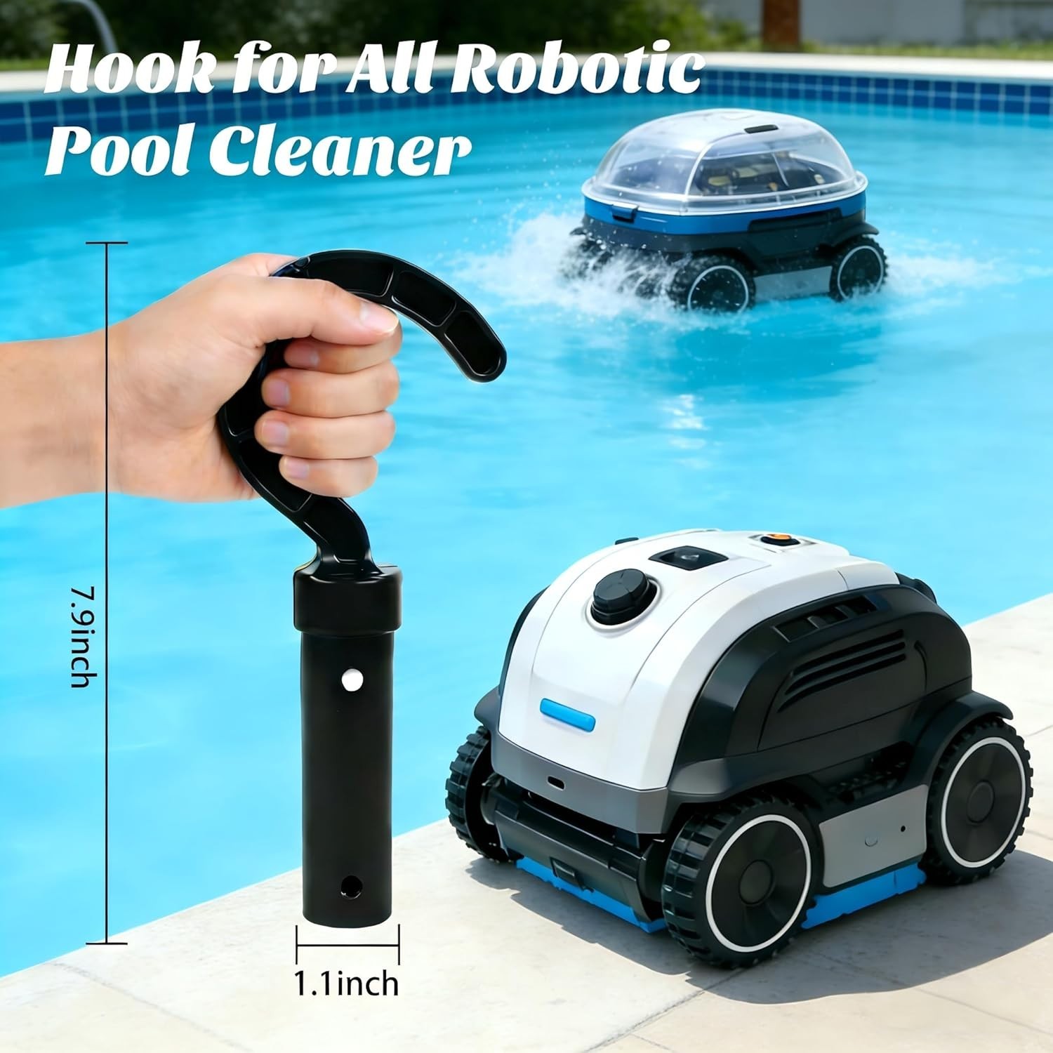 User-Friendly Pool Cleaner Hook – Fits All Robotic Vacuums, Above & Below Ground