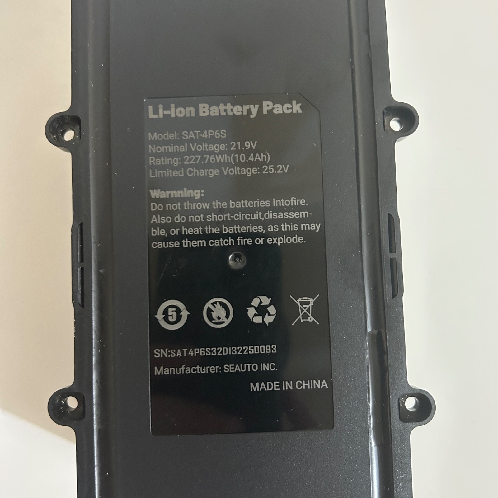 Rechargeable Li-ion Battery Pack SAT-4P6S for Seauto Shark Hydrus X