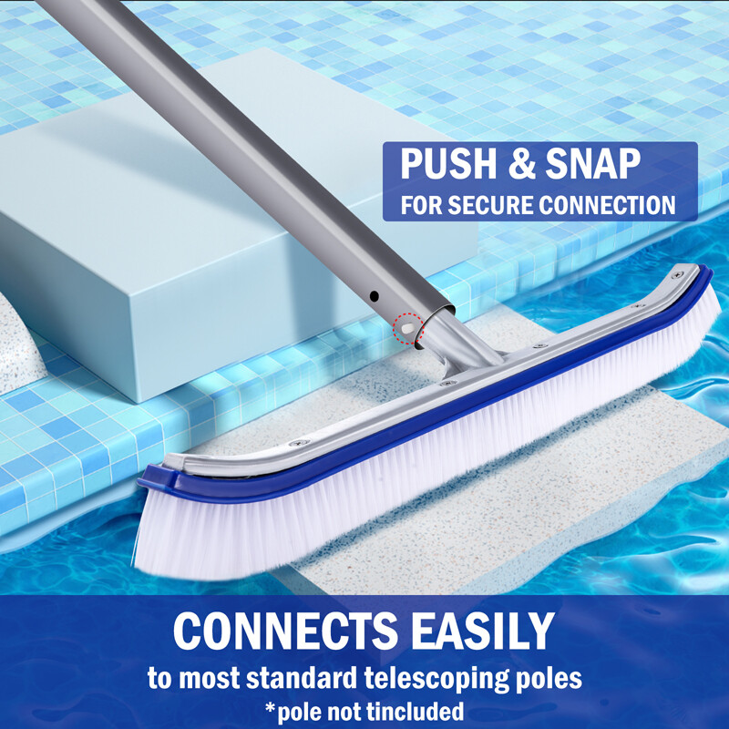 17&Prime; Curved Wall Floor Brush Aluminum Back for In/Above Ground Swimming Pool