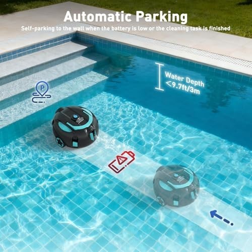 Robotic Pool Cleaner Cordless Dual Suction 5200mAh Battery 130 Min Auto Park