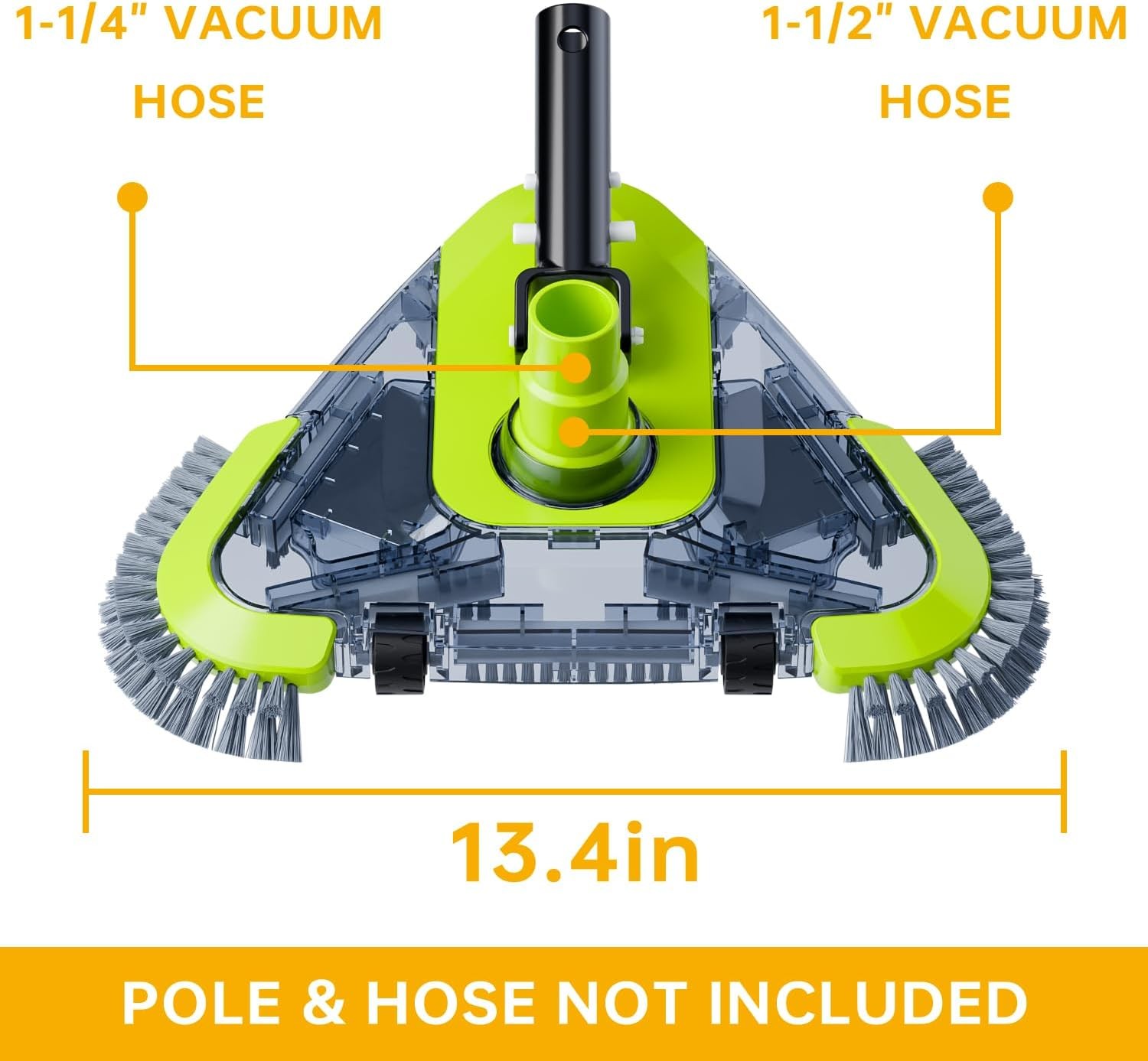 Upgrade Pool Vacuum Head with Wheels Side Brushes Universal Rotatable Hose