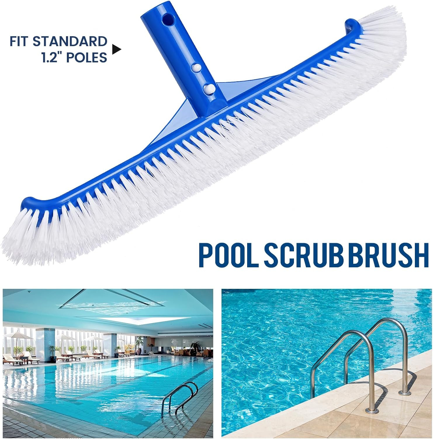 Pool Brush Head – 18&Prime; Pool Brush for Cleaning Pool Walls, Premium Swimming Pool