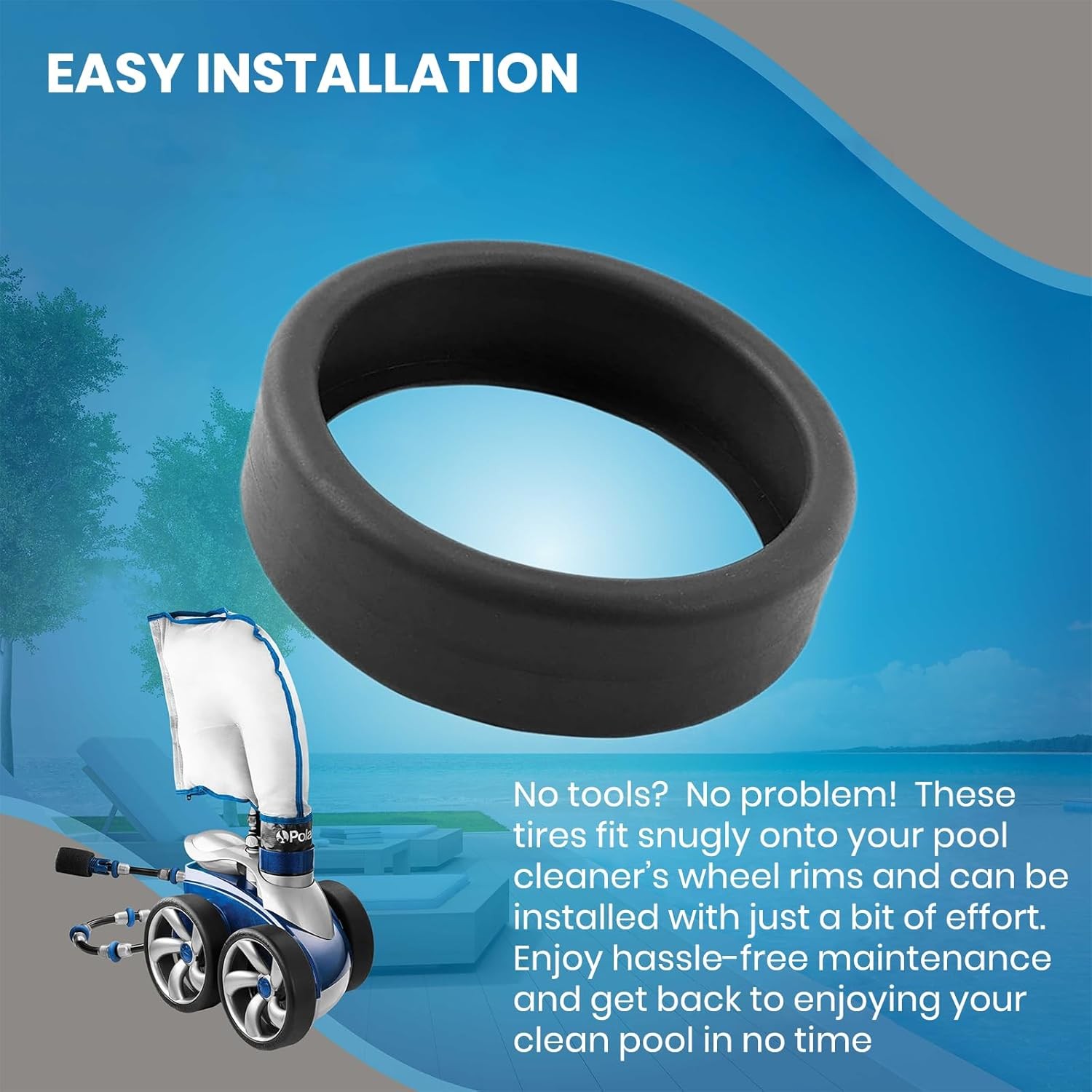 (3-Pack) Calvana Pool Cleaner Tires, 48-232 Replacement Compatible with Zodiac P