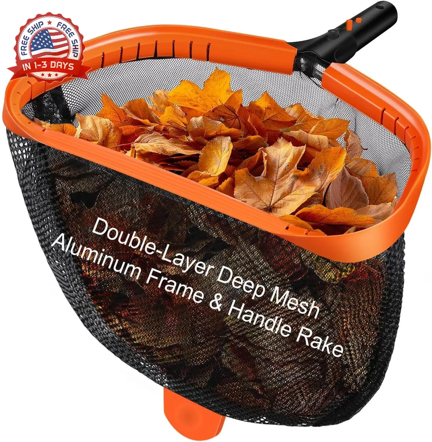 17.5&Prime; Pool Net, Pool Skimmer Net with Double-Layer Netting Bag, Aluminum Frame,
