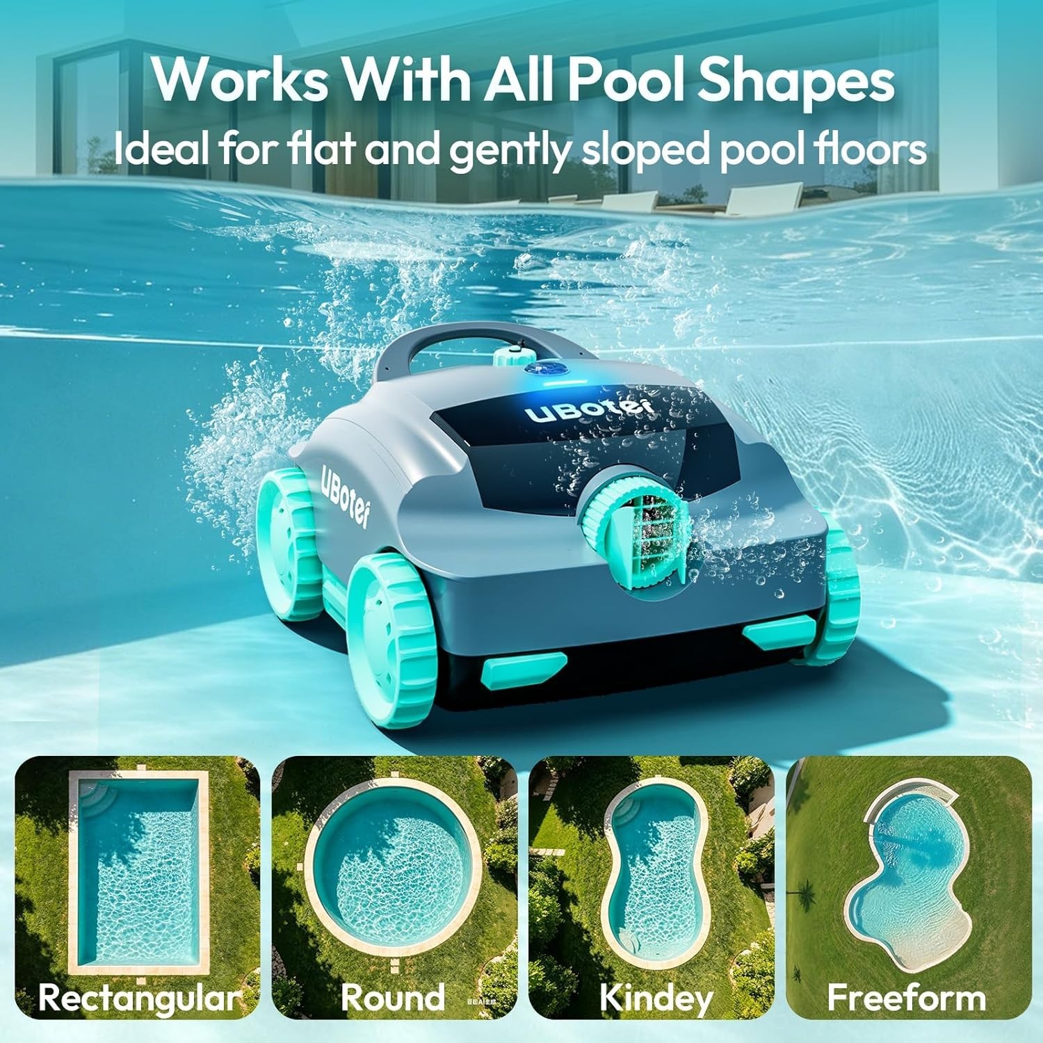 Cordless Robotic Pool Vacuum E10 for Flat-Bottom Pools Up to 860 Sq.Ft