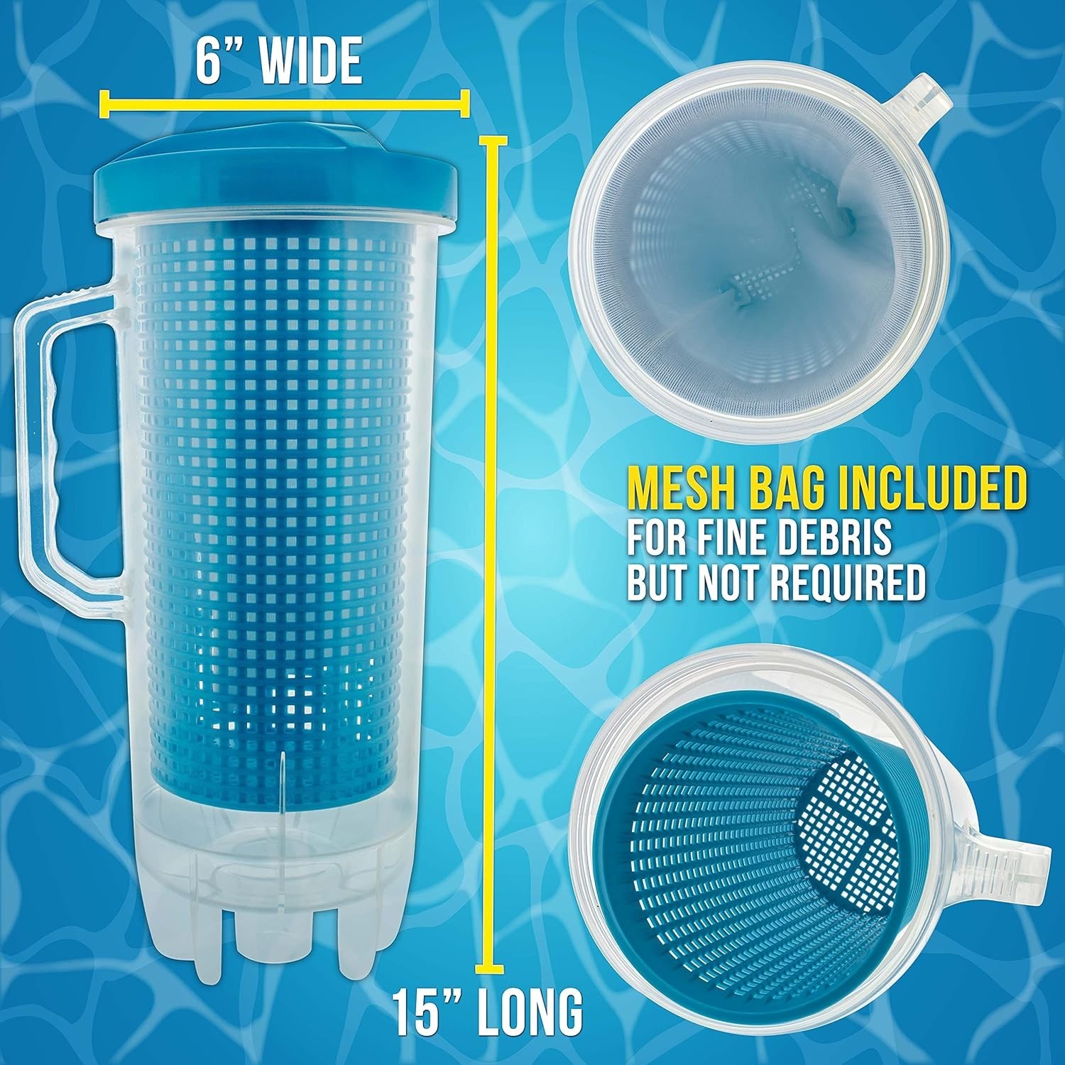 15&Prime; x 6&Prime; Pool Leaf Catching Canister – Quick Access & Easy Installation