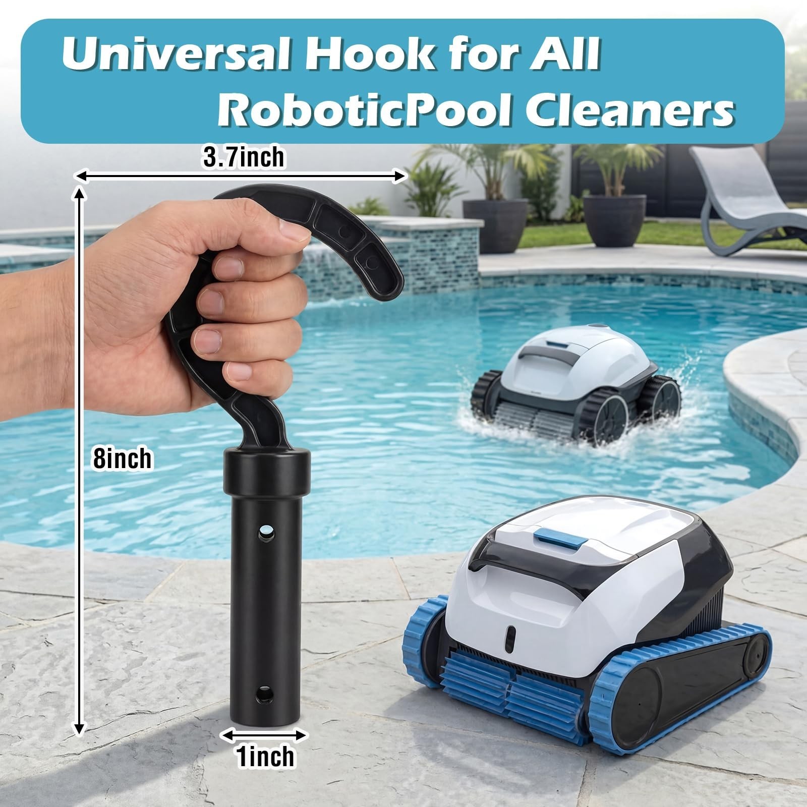 4 Pack Universal Pool Cleaner Hooks – 8&Prime;x3.7&Prime; Accessories for Above Ground & Und