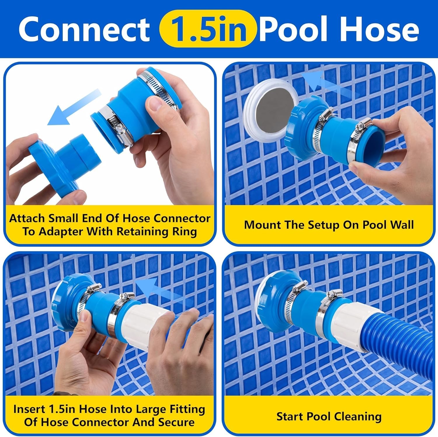 2-Pack Pool Hose Adapter & Connector, Versatile for Efficient Maintenance