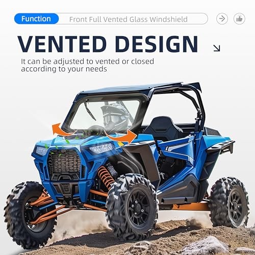 Front Full Vented Glass Windshield Compatible with Polaris RZR XP 1000, RZR