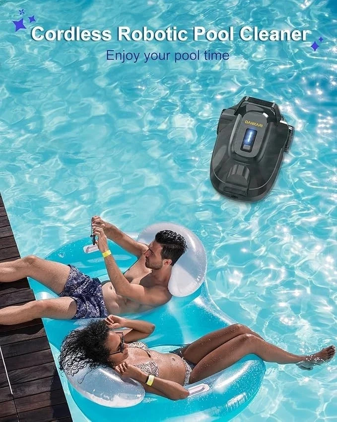 Cordless Pool Robot Vacuum Rechargeable Robotic Cleaner for Flat Pools up to 900