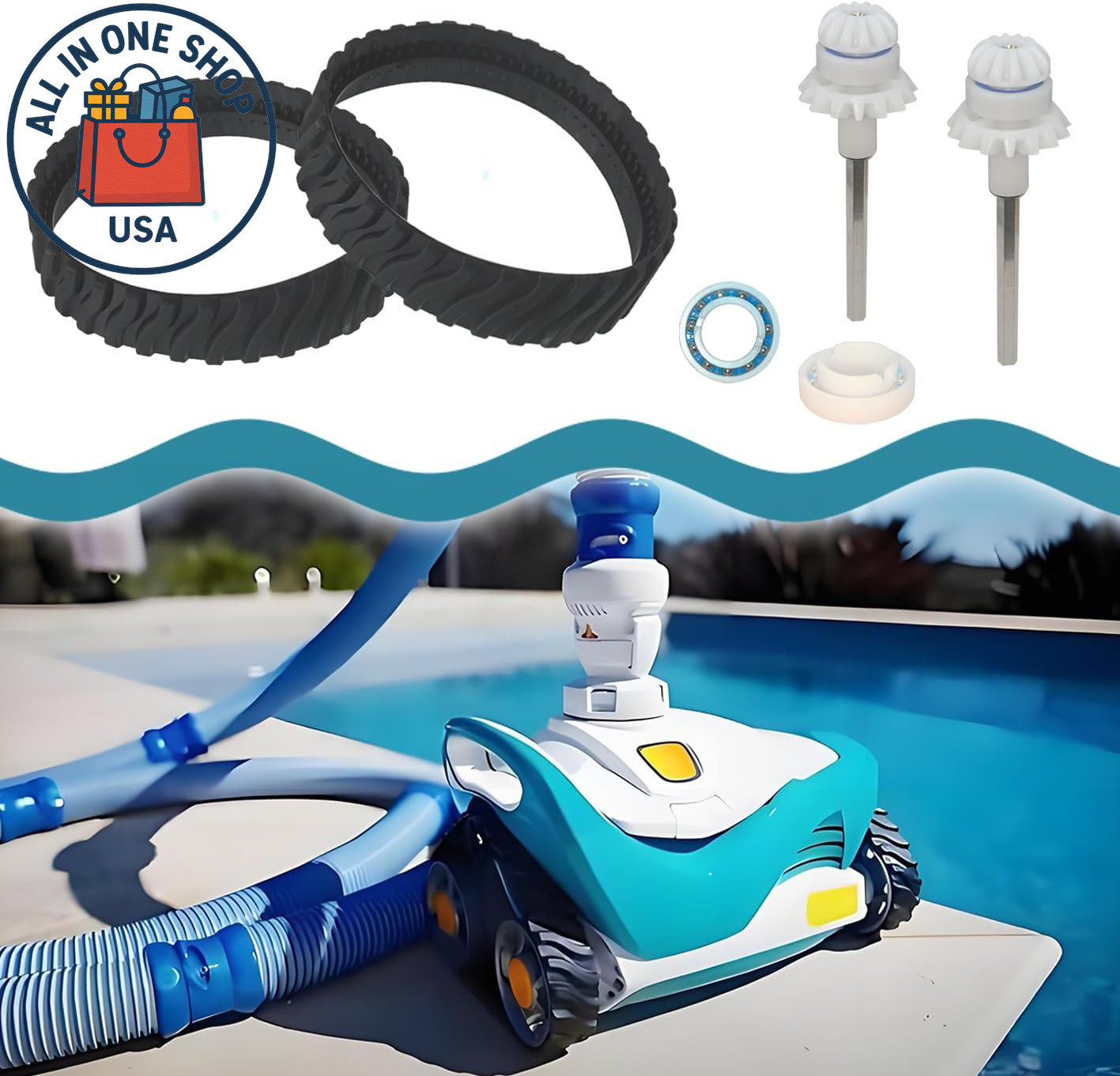 Pool Cleaner Tune-Up Kit: R0526100 Track, R0525100 Drive Shaft, R0527000 Bearing
