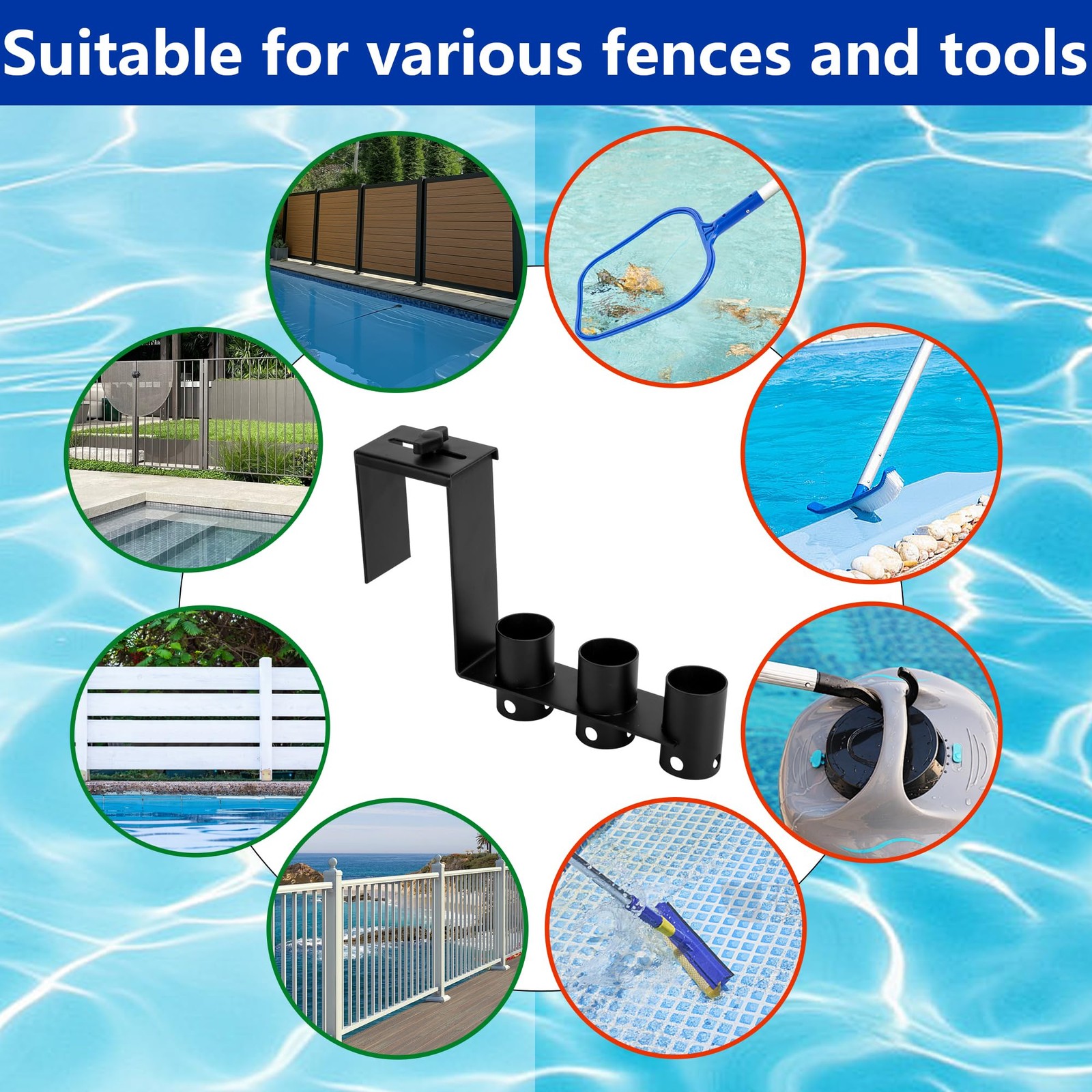 2 Pcs Adjustable Pool Fence Hooks, Metal Pool Fence Hangers Suitable for 1.4-…