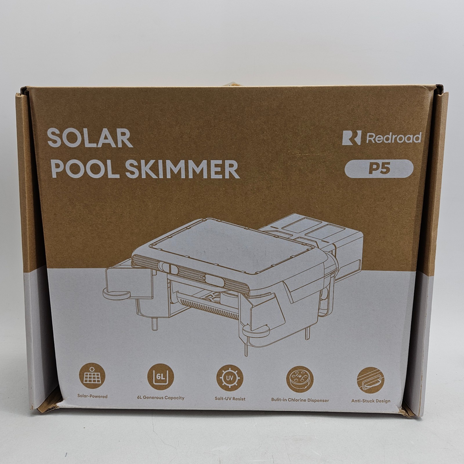 Solar-Powered Robot Pool Surface Skimmer Cleaner Salt Tol Motors 150-um Filtrate