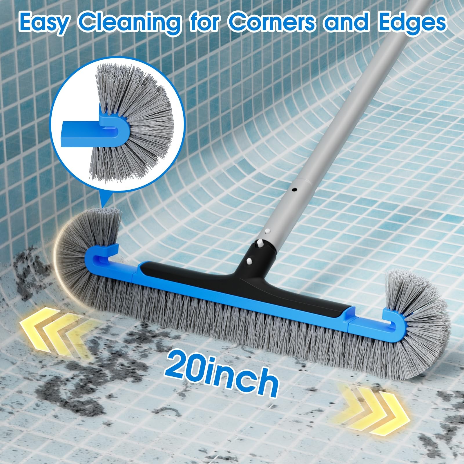 TidyMister 20 » Pool Brush Head for Cleaning Pool Walls, Curved Side Brush fo…