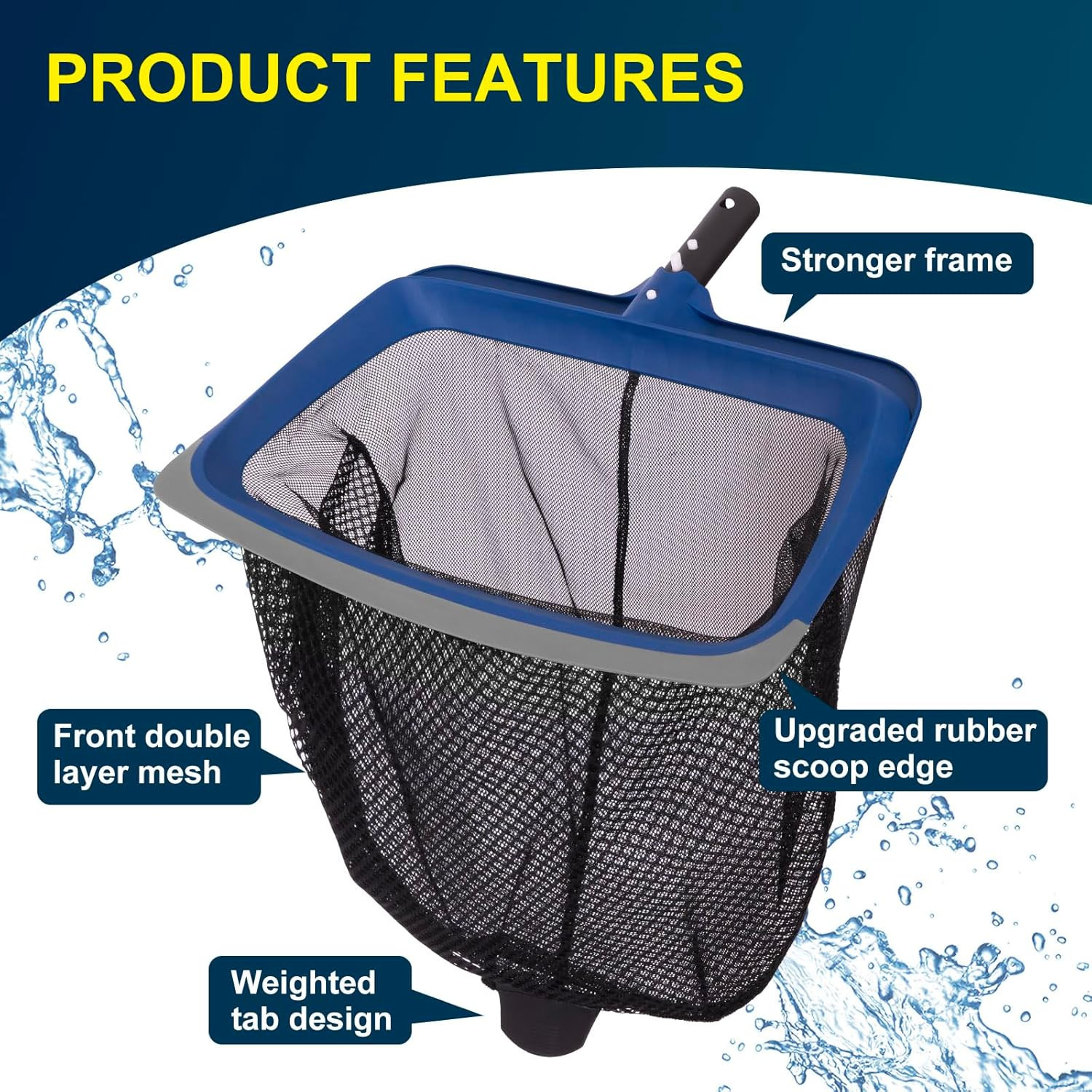 Deluxe Swimming Pool Cleaning Kit Including Pool Skimmer Net with Rubber Edge, 1
