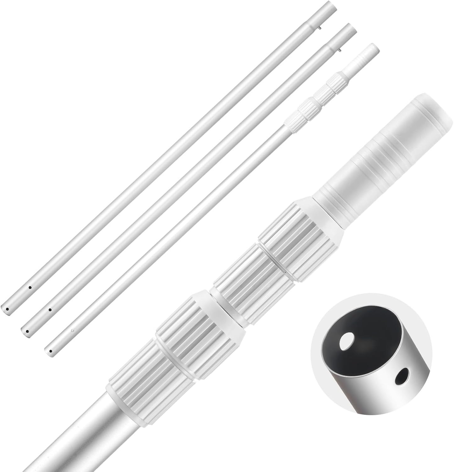 Pool Pole, 3.4 to 15 Ft Telescoping Swimming Pool Cleaning Poles, Professional A
