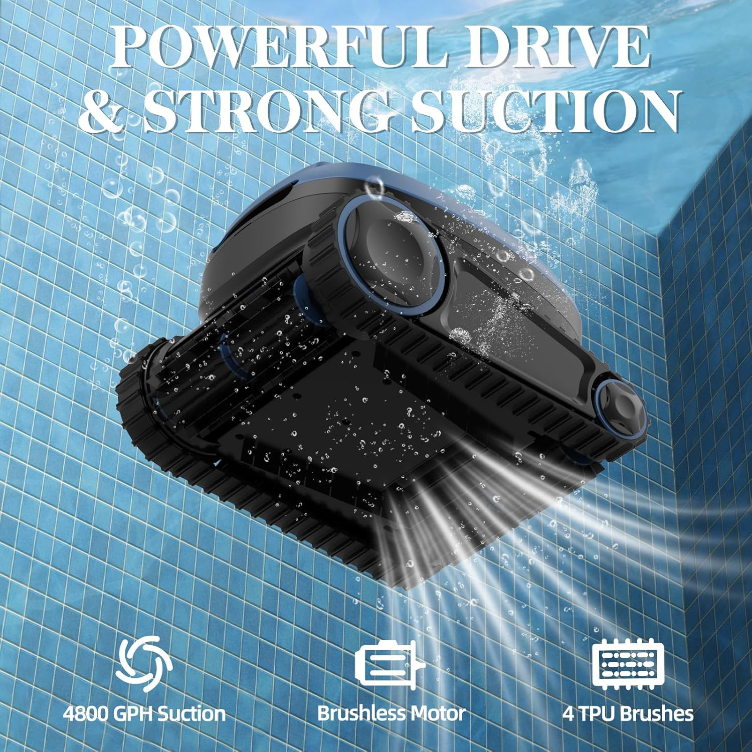 Robotic Pool Vacuum, 3-In-1 Cordless Pool Cleaner for Inground & above Ground Po