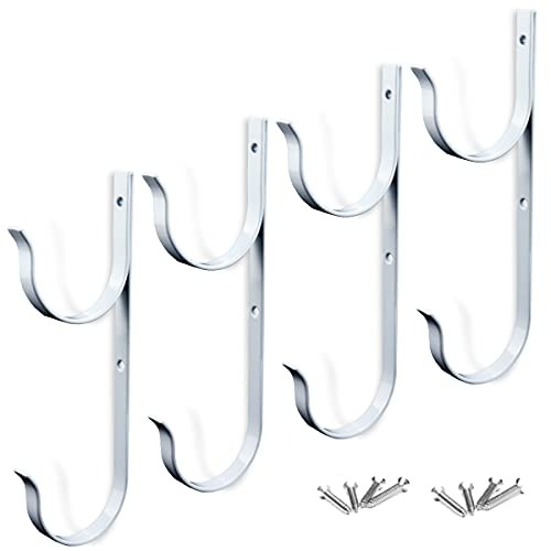 4 PCS Set Pool Pole Hangers Heavy Duty Aluminium Holder Hooks with White