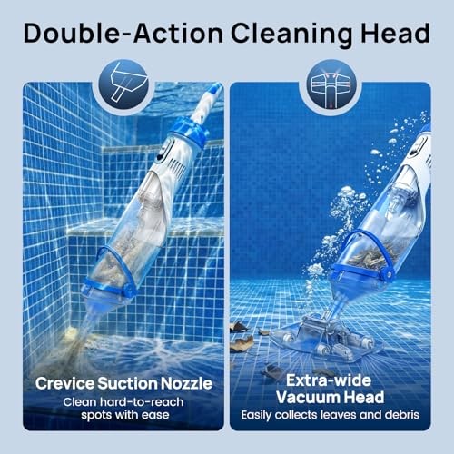 Cordless Pool Vacuum Handheld Rechargeable 1110 GPH 87.5in