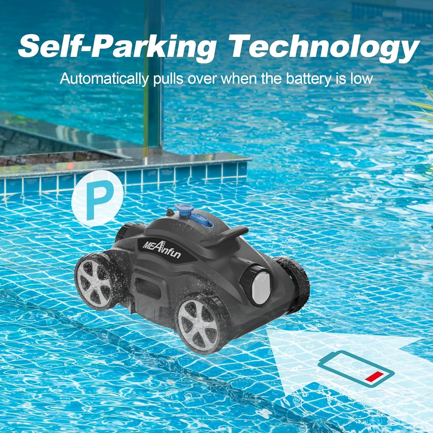 2024 New Cordless Robotic Pool Vacuum Cleaner, Last 110 Mins & Clean 1076 Sq. Ft