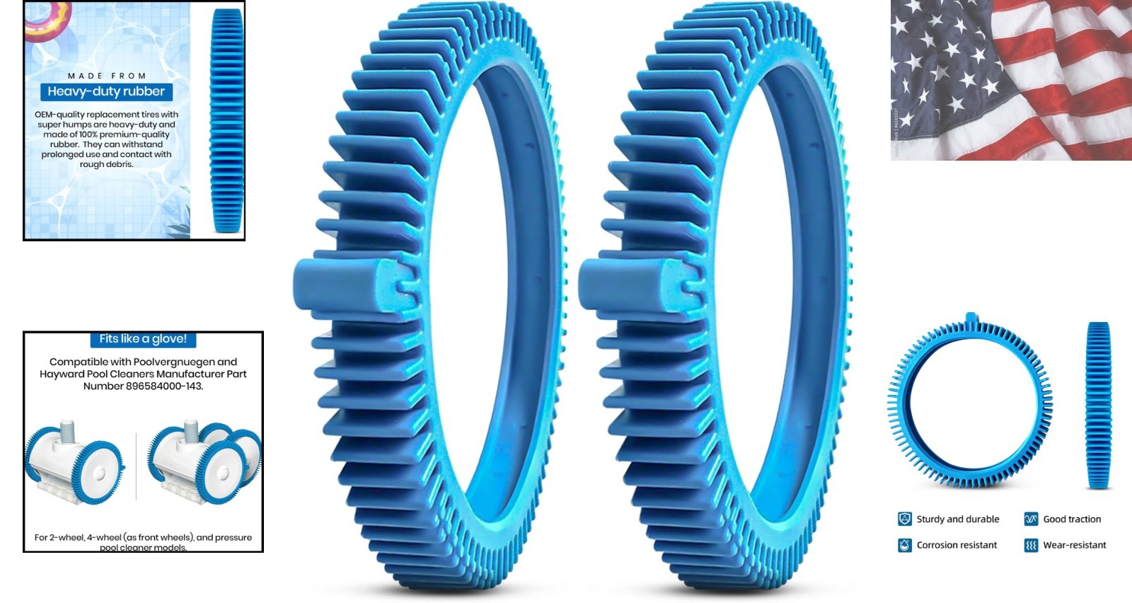 Quality 2-Pack Replacement Tires for Pool Cleaners – Easy Installation