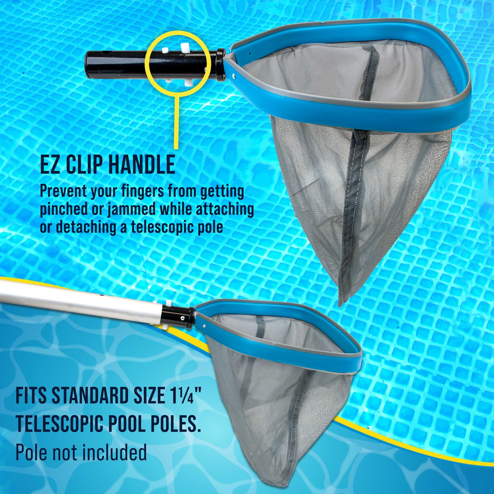 U.S. Pool Supply 11&Prime; Swimming Pool, Spa Leaf Skimmer Rake Net, 11&Prime; Deep Mesh
